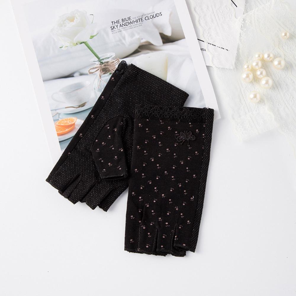 Cotton Women Half-finger Gloves Anti-slip Driving Gloves Fashion Sunscreen Gloves  Outdoor Sports