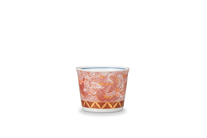 Marusan Miyamoto Soba Noodle Red Dragon Design  Kutani Ware  Cup, AP8-0422