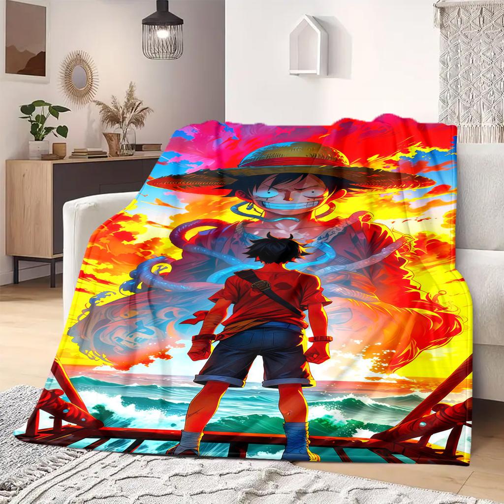 ONE PIECE Monkey D. Luffy Print Blanket Warm Comfortable Flannel Blanket Suitable for Bedrooms,Sofas, Beds,Chairs -QIAO103