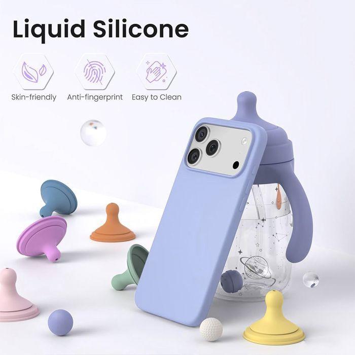 Coque pour iPhone 18 Pro Max, Silicone Liquide Protection Slim Légère Anti-Rayures - Lavande