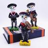 Black Mariachi Band Skeleton Statue Halloween Day of The Dead Skull Figurine Resin Collectible Folk Musician Players Ornament for Home Decor