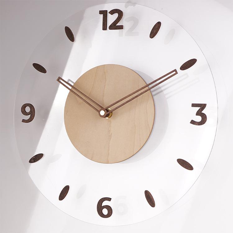Solid Wood Wall Clock, Simple and Transparent, Creative Clock, Wall Clock for Living Room, Home Decoration Clock for Wall Use