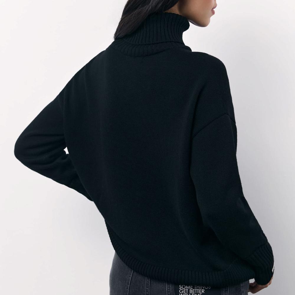 IHUASU Женский модный повседневный однотонный осенне-зимний свитер с длинным рукавом — фото 9