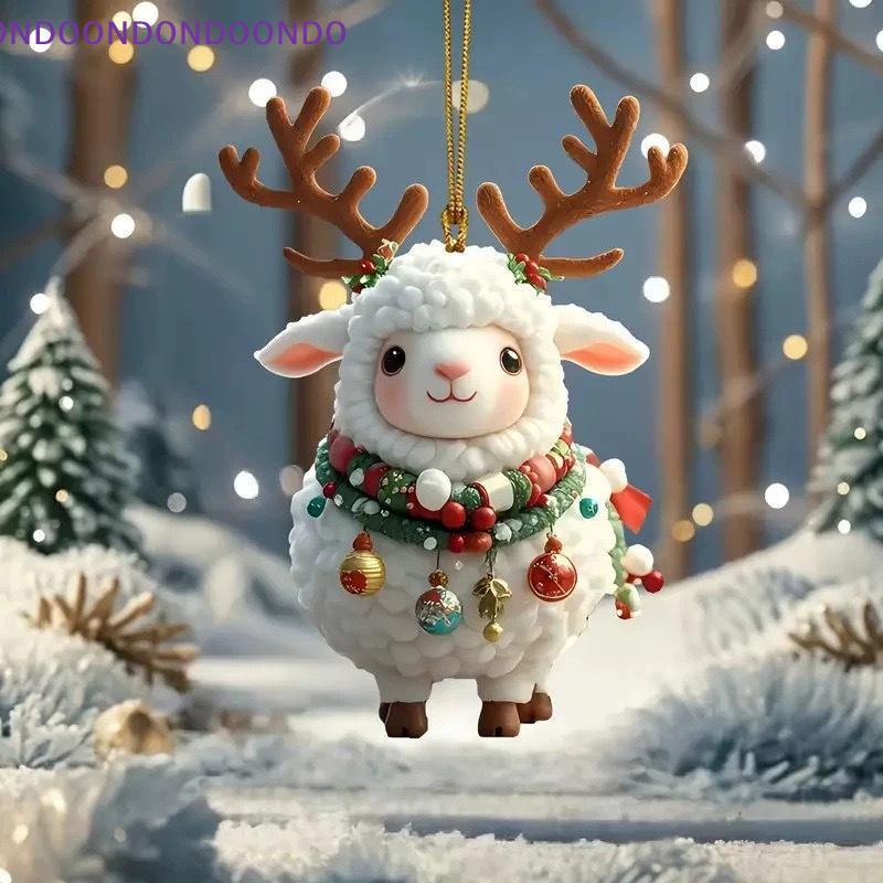 Christmas Sheep Hanging Ornament Reindeer Antlers Xmas Tree Home Pendant