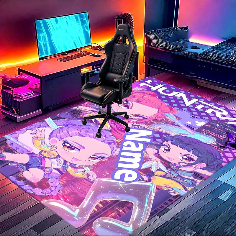 Custom Name Personalized KPop Demon Hunters Print Carpet, Versatile Home Decor Rug, for Playroom, Apartment, Balcony, Entryway, Hallway Gift
