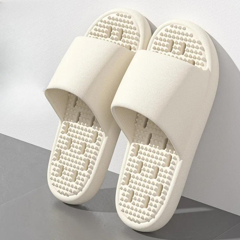 Bathroom bath anti-slip slippers, all-season indoor home leakage quick-drying thick-soled massage breathable cooling slippers