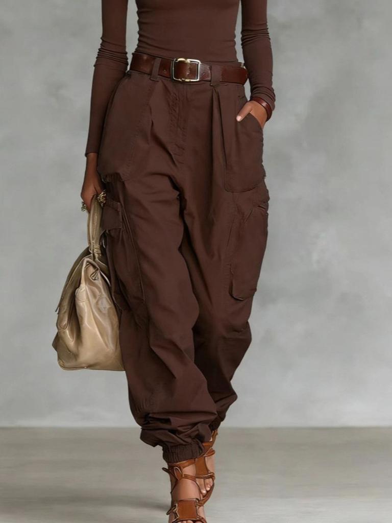 Street Multi-Pocket Workwear Pants Women Loose Wide Leg Casual Long Pants