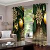 2PCS Merry Christmas Red New Year Gold Ball White snowflake Light Filtering Curtains for Living Room Bedroom Window Drape Decor