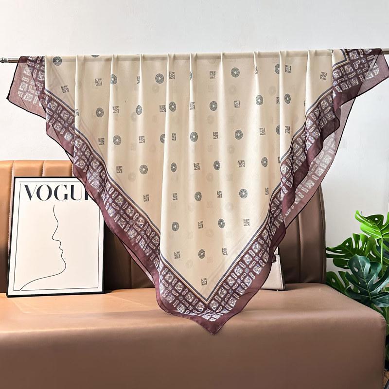French retro ethnic style 111 imitation silk scarf large square scarf with shawl beach towel for women in spring and autumn