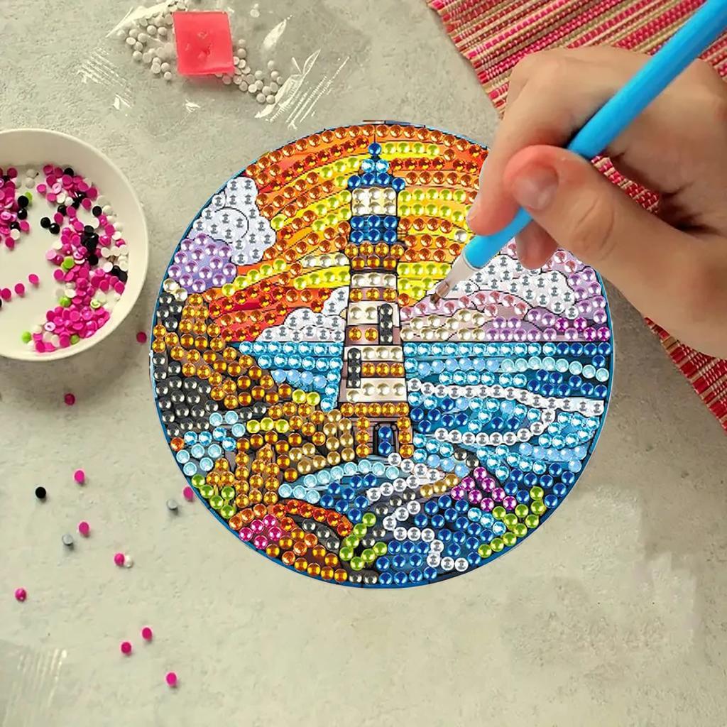 8 kusů/sada diamantově malovaných podtácků se vzorem železné věže s držáky DIY podtácky pro začátečníky i dospělé, umělecké a řemeslné potřeby dárky