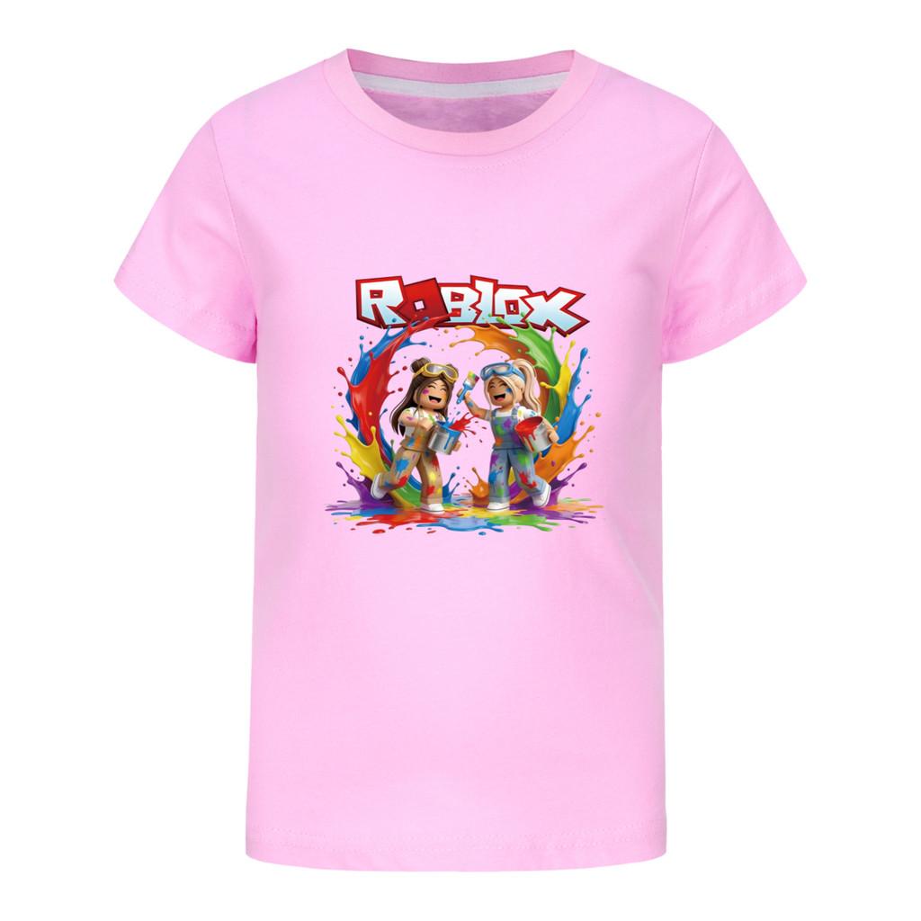 5577 Kids Casual Roblox Print Short Sleeves T-Shirt Top