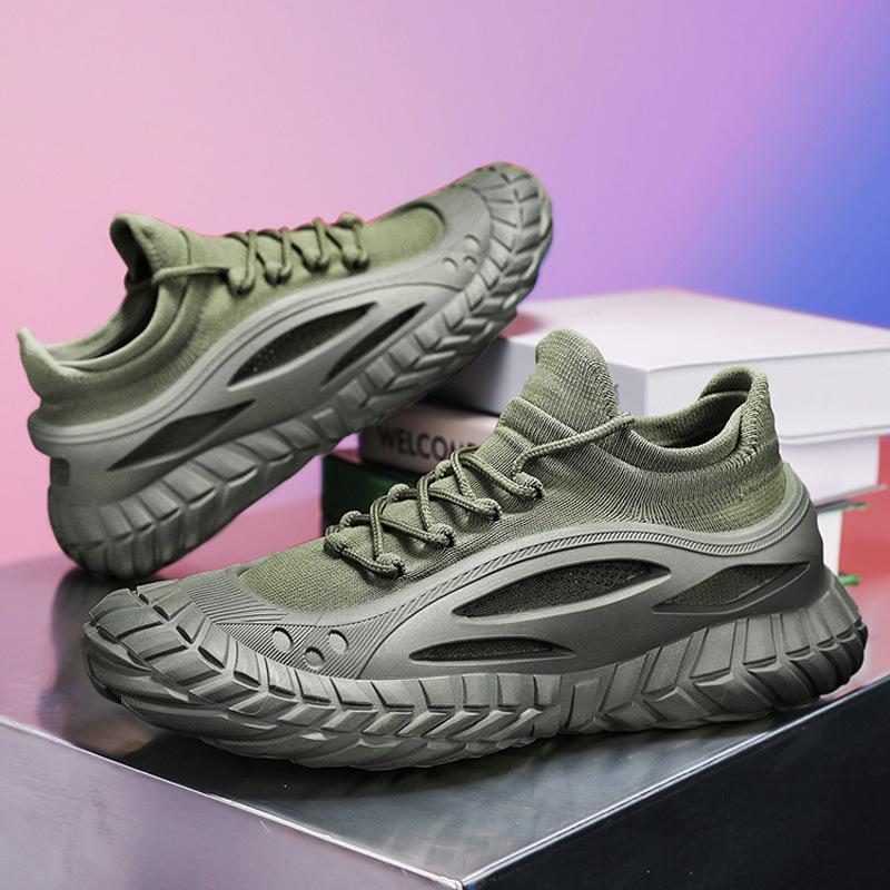 

Чоловіче спортивне взуття весна 2025, взуття з летучого трикотажу, взуття-шкарпетки, ліниве взуття на одній педалі, універсальне повсякденне взуття 44