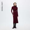 LANCY Women's Semi-Turtleneck Slim-Fit Knit Midi Dress