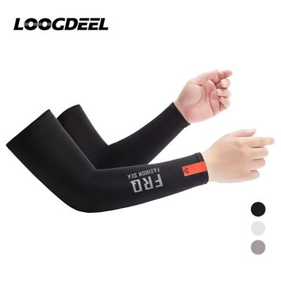Loogdeel 1Pair UPF50+ Sunscreen Arm Sleeves Cool Breathable Ice Silk for Running Fishing Cycling Men
