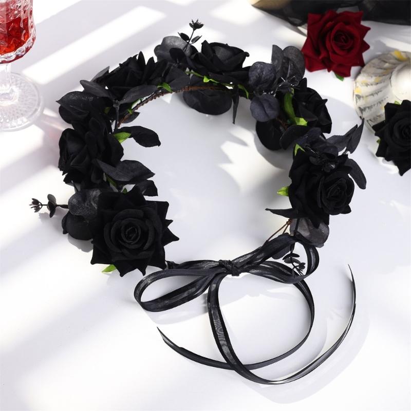 Day Of the Deads Headpiece Rose Flower Crowns Headband Halloween Cincos De Mayoes Party Costumes for Womens Gifts
