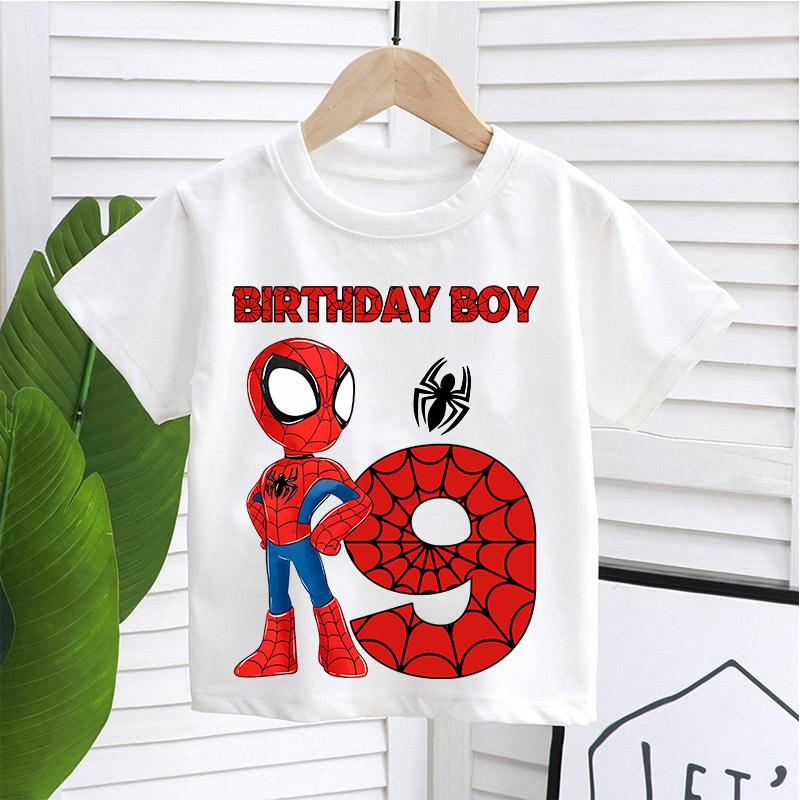Childrens Spider Man High Quality Summer Childrens Tshirt Made of Breathable Fabric for 19 Birthday Parties