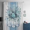 Spring Summer Eucalyptus Leaves Stripes Blue-Green Tulle Window Curtains for Bedroom Luxury Drapes in Living Room Chiffon Panels