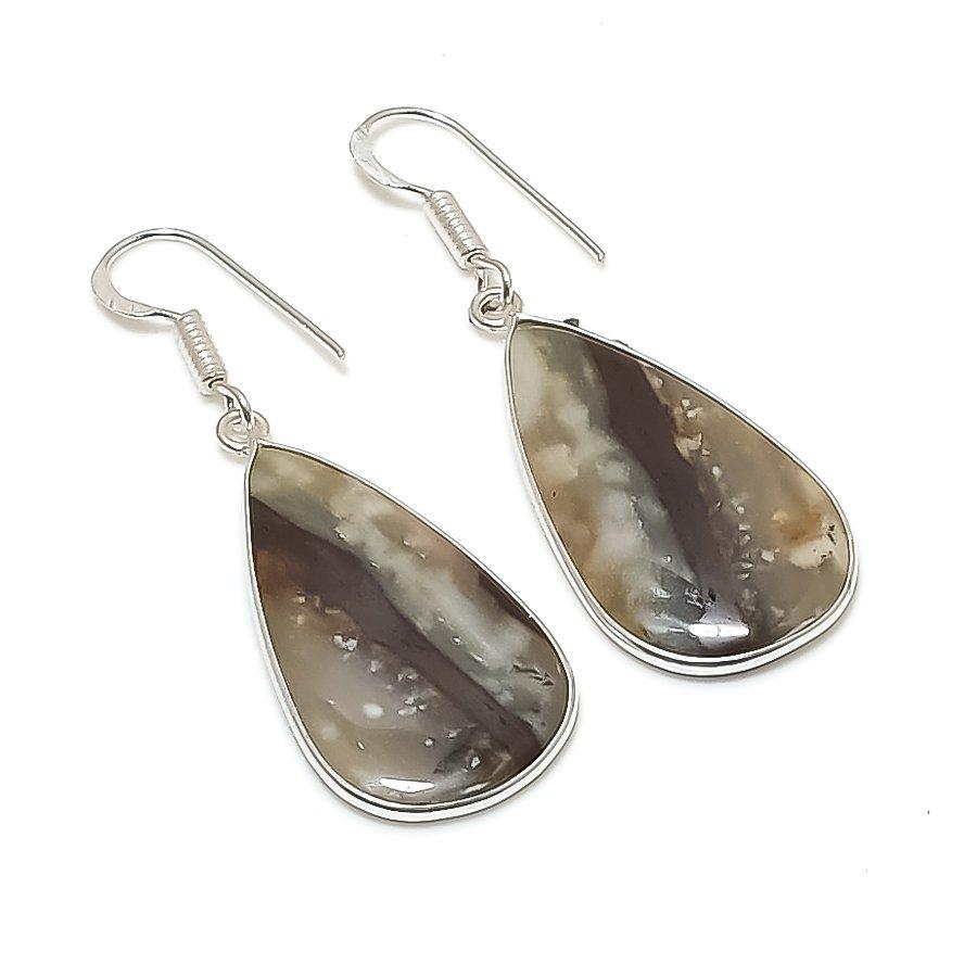 Natural Picasso Jasper Gemstone 925 Sterling Silver Jewelry Earring 1.93 AE-12187
