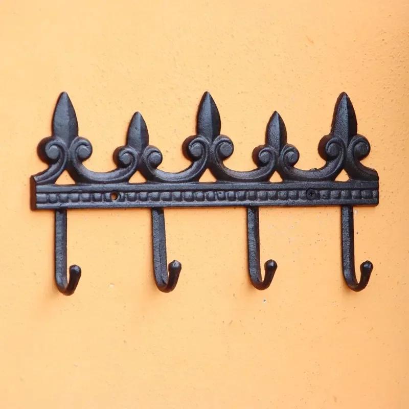 Letter Shape Hooks Metal Cast Iron Classical Retro Garden Courtyard Wall Decorate Clothes Hat Wall Mounted Rusty Colored Hook
