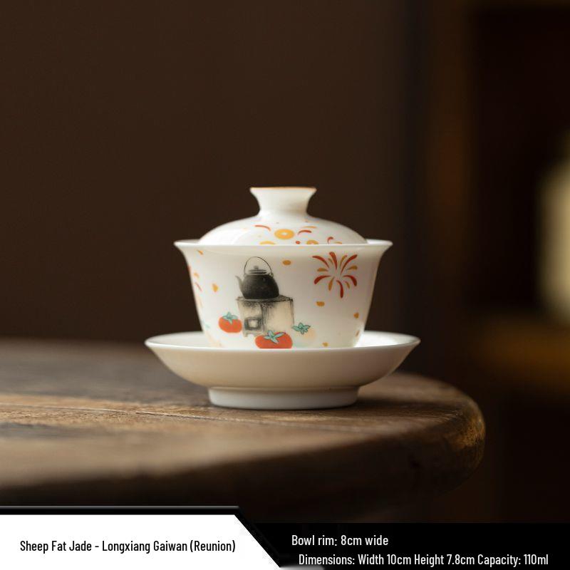 High-Grade White Porcelain Gongfu Tea Set with Gaiwan, Teapot, Teacups, and Fairness Cup - Perfect for Reunions and Business Gifts.