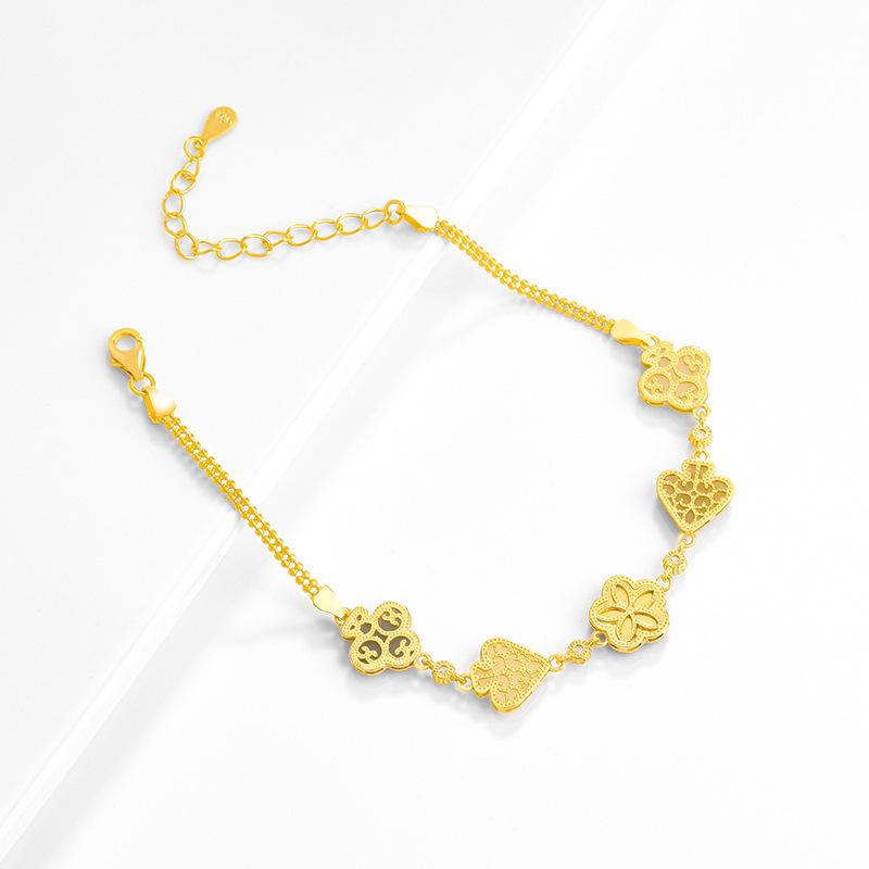 Hetian Jade Peach Heart Bracelet: S925 Silver Inlaid, Multi-Treasure Design - Elegant Women's Fashion Gift