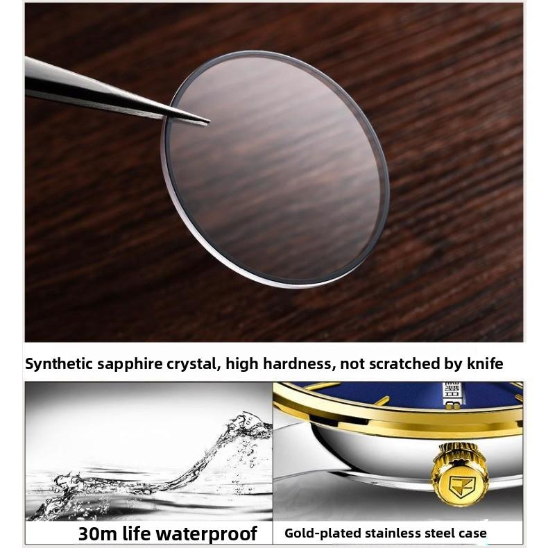 JIN SHI DUN Automatic Mechanical Watch, Fashionable Thin Waterproof Watch for Men