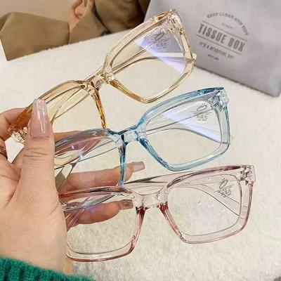 Ultraleichte Trendige Tee-farbene Quadratische Photochrome Brille für Damen - Transparentes, Schlankmachendes, Hochästhetisches Bare-Faced Design