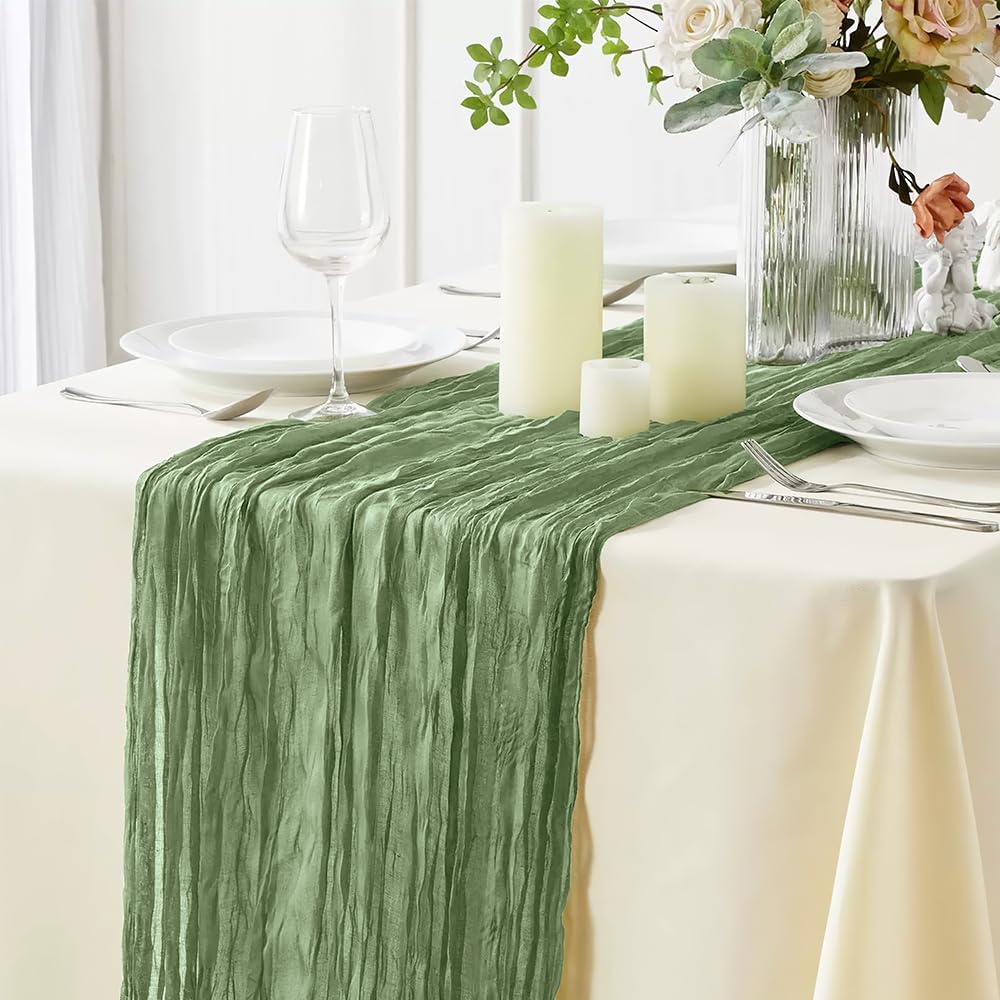 6 Pack Green Table Runner Wedding Banquet Boho Wedding Baby Bridal Shower Decor Table Runner Holiday Banquet Luxury Tablecloth