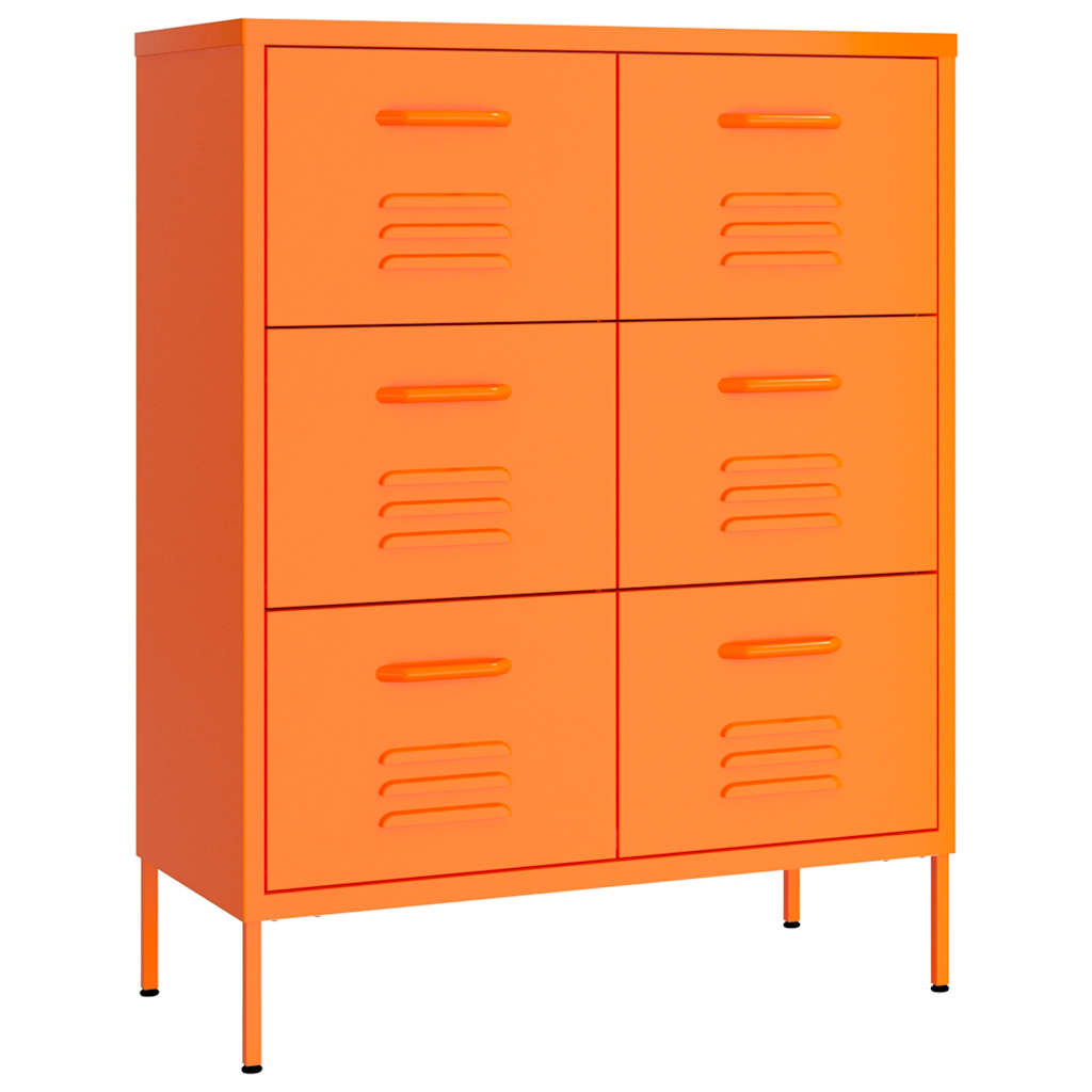 Orange Drawer Cabinet 80 x 35 x 101.5 cm Steel