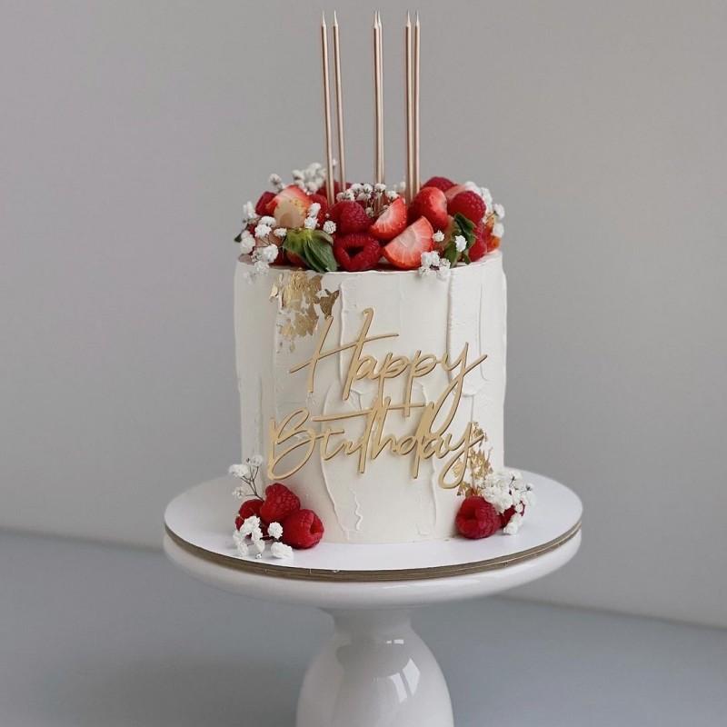 6PCS Gold Creative Acrylic Happy Birthday Cake Topper for Birthday Party DIY Cake Dessert Baking Decoration Supplies