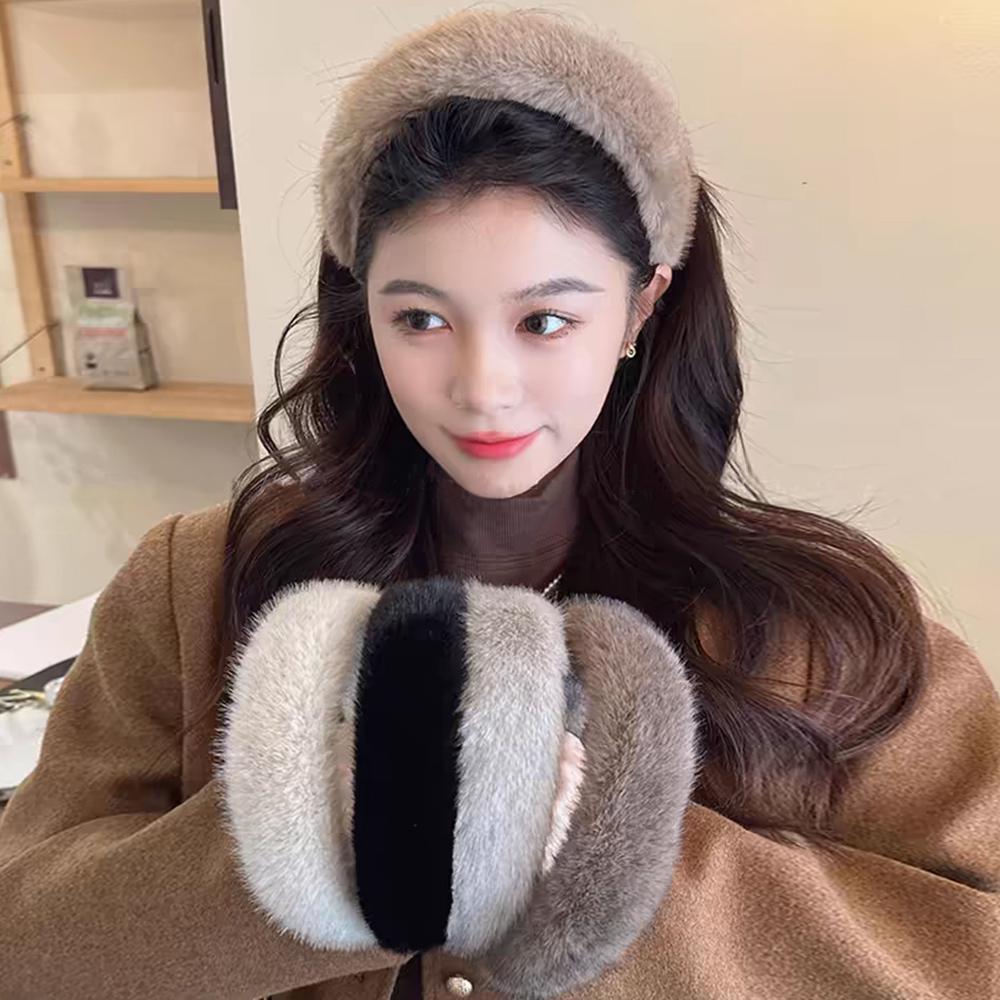 Luxuriöses Damen Winter Nerz Stirnband für Frauen Dame Mode Haarreif Pelziges Geschenk Herbst Winter Weiches Flauschiges Pelziges Haarband