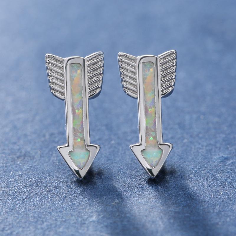 8MM Jewelry Opal Fashion Opal Four-claw Earrings Silver Stud Earrings Jewelry
