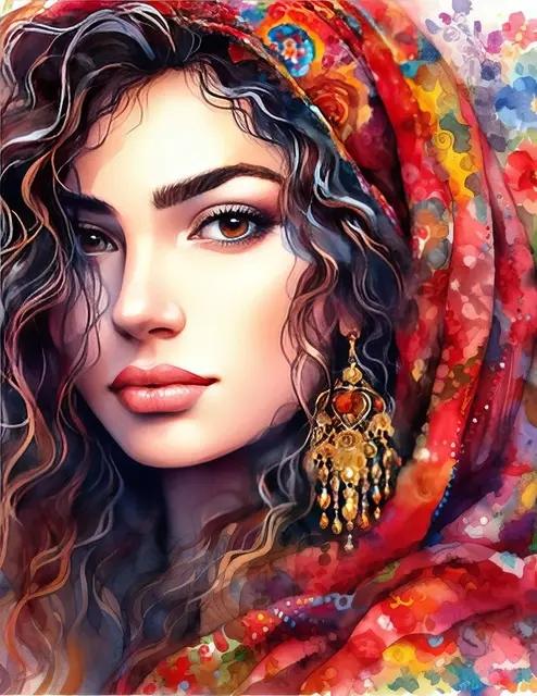 Gypsy Woman Full Square Round Diamond Embroidery Fantasy Peacock Goddess Diamond Painting Cross Stitch Mosaic Wall Decor