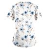 Women V Neck Printed Short Sleeve Loose Fit Scrub Top with Pockets for Nurses Caregivers Work Uniform Shirt