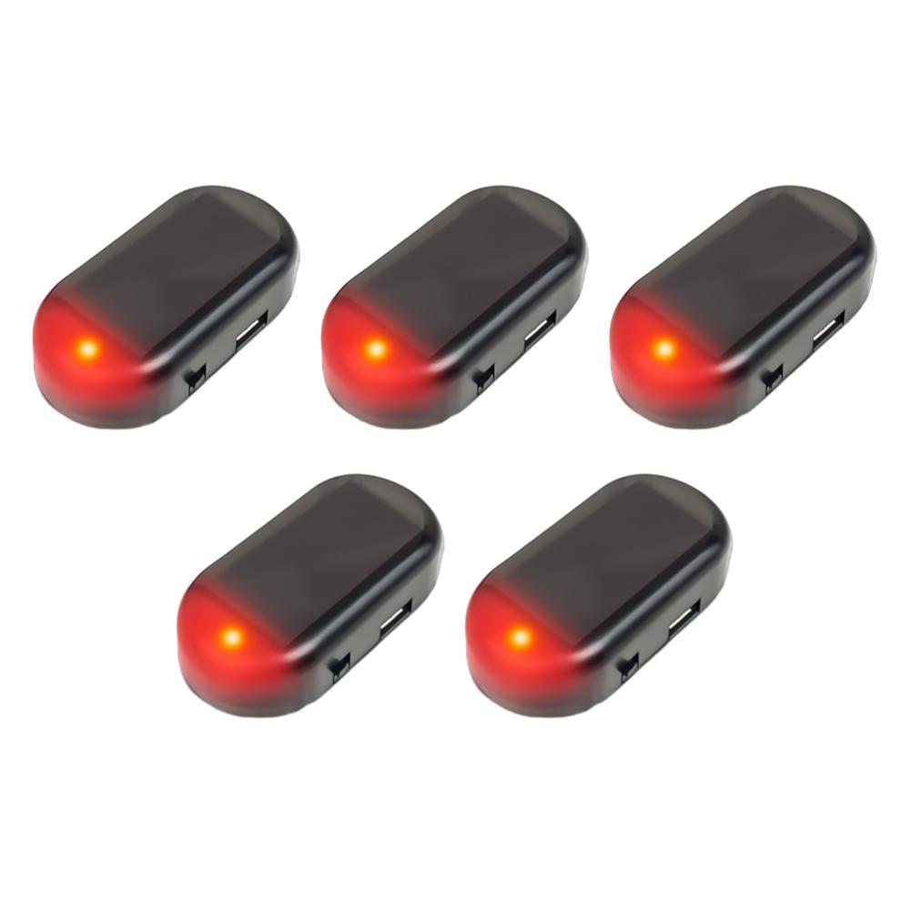 1-5PCS Car Fake Security Light Solar Powered Simulated Dummy Alarm Anti-Theft Wireless Warning Lamp LED Flashing Imitation Lamp
