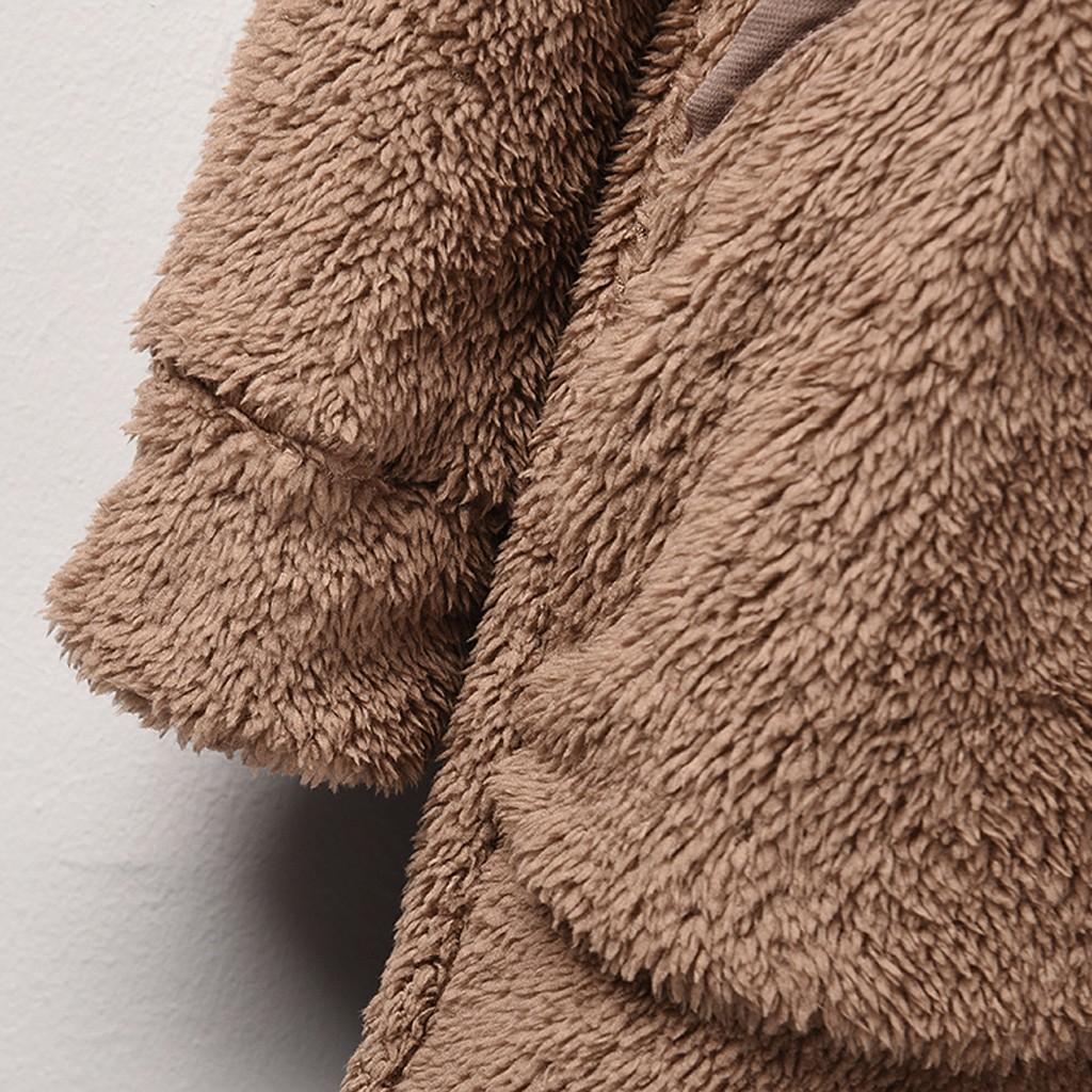 Women's Faux-Fur Shaggy Winter Coat Long Sleeve Open Front Outwear Hooded Jacket