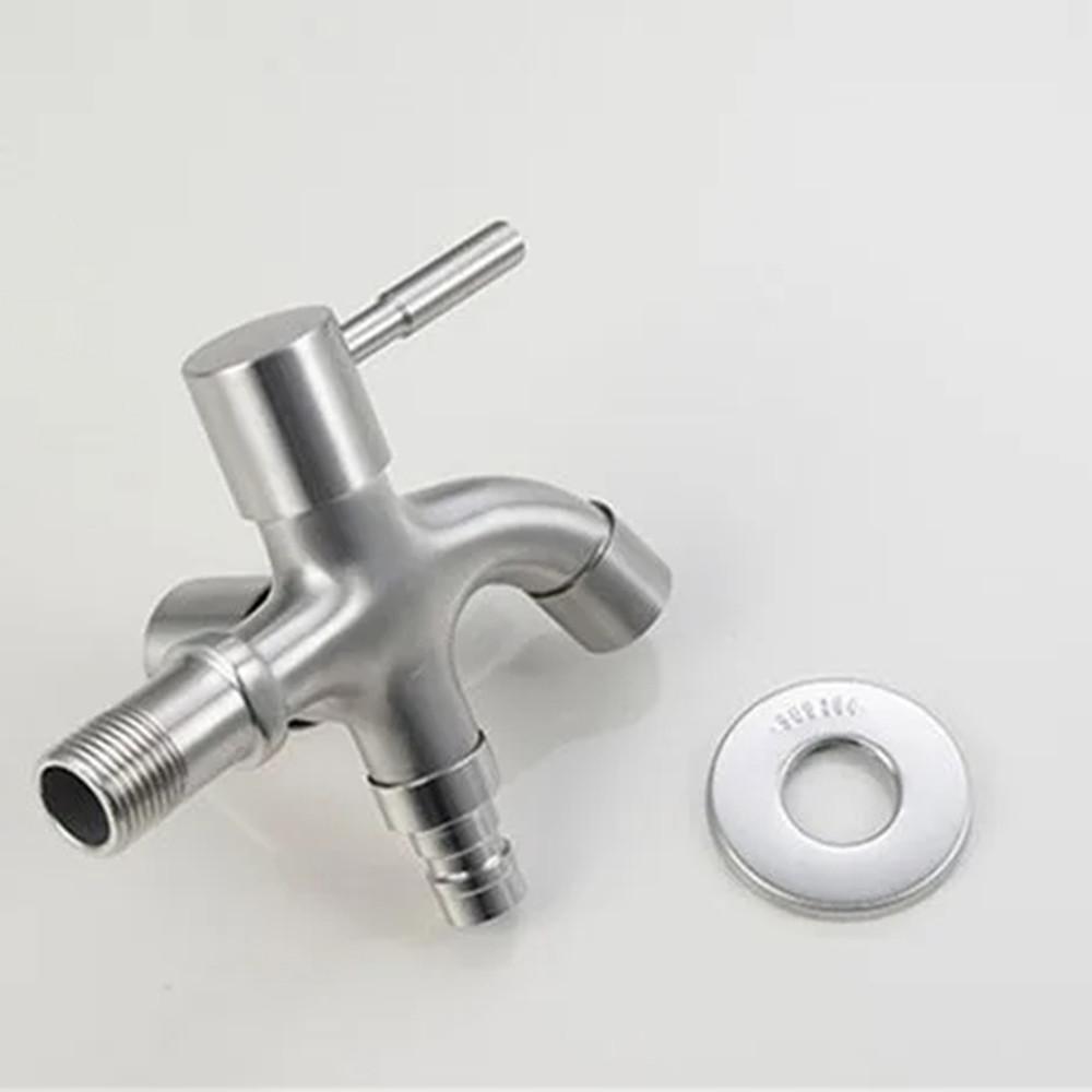 304 Stainless Steel Faucet Lengthened One Into Two Out Multi-function Double-outlet Washing Machine Faucet