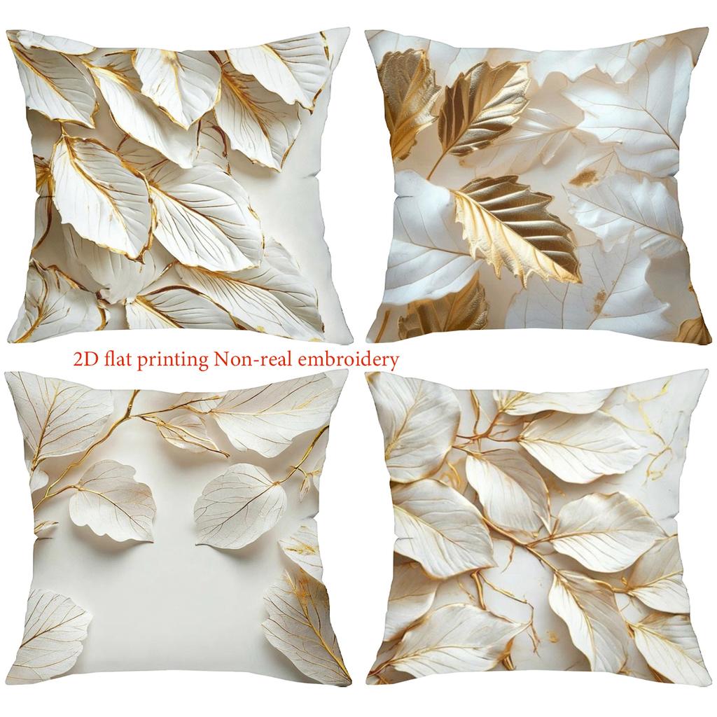 2D Flat Printed Leaf Pattern Cushion Covers for Home Decor Polyester Pillowcase, Sofa Decorative Cushion Cov Headboard Pillow