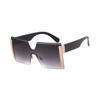 Fashion Gradient Square Rimless Sunglasses for Women Men Designer Trendy Blue Lens Oversize Sun Glasses UV  S61G