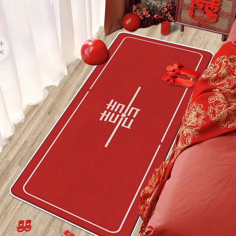 Chinese Red Living Room Carpet Entrance Large Area Rugs Luxurious Soft Room Decoration Home Mats Non-slip Alfombras Para Sala
