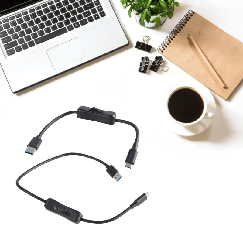 30/50cm USB 3.0 auf Typ C Verlängerungskabel Stecker auf Stecker Netzteil Ladekabel mit Netzschaltern für LED-Licht