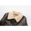 1pcs Woman's Fashion Thick Warm Faux Shearling Jacket Coat Vintage Long Sleeve Belt Hem Female Outerw