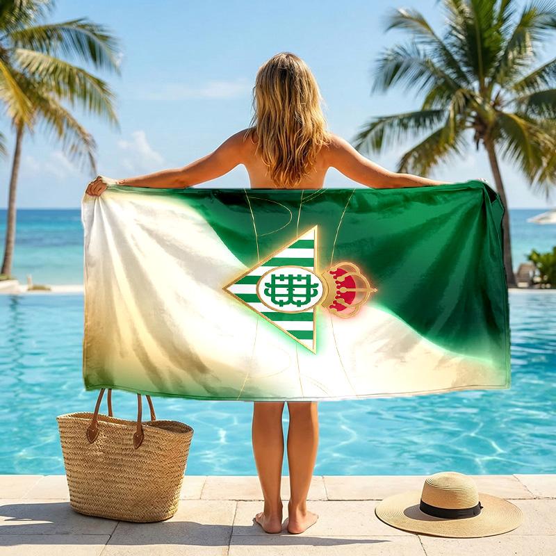 Real Betis Football Beach Towel Soft Microfiber Summer Towel Quick Dry Absorbent Towel for Beach Swimming Pool Travel