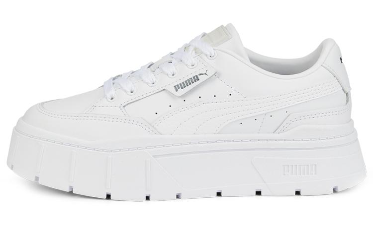 PUMA Mayze Stack Leather  Triple White  Women s 384412-01 38.5