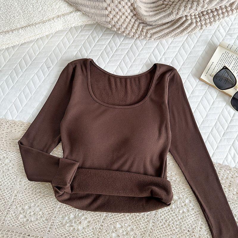 

Women s Thermal Brushed Long-Sleeve Square Neck T-Shirt with Chest Pad M (70-105 jin)