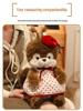 Entzückendes Haselnuss-Kakao-Eichhörnchen-Stofftier mit gepunktetem Rock - Perfekter Schlafbegleiter für Kinder.