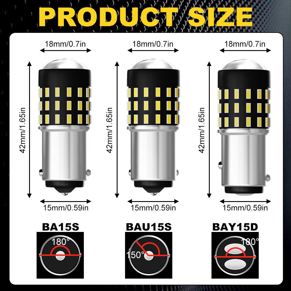 2Pcs P21/5W Led 1157 High Bright Car Light BAY15D 1156 P21W Ba15S Bulbs PY21W BAU15S 54SMD Auto Reverse Turn Signal Lamp Brake White Yellow Red 12V