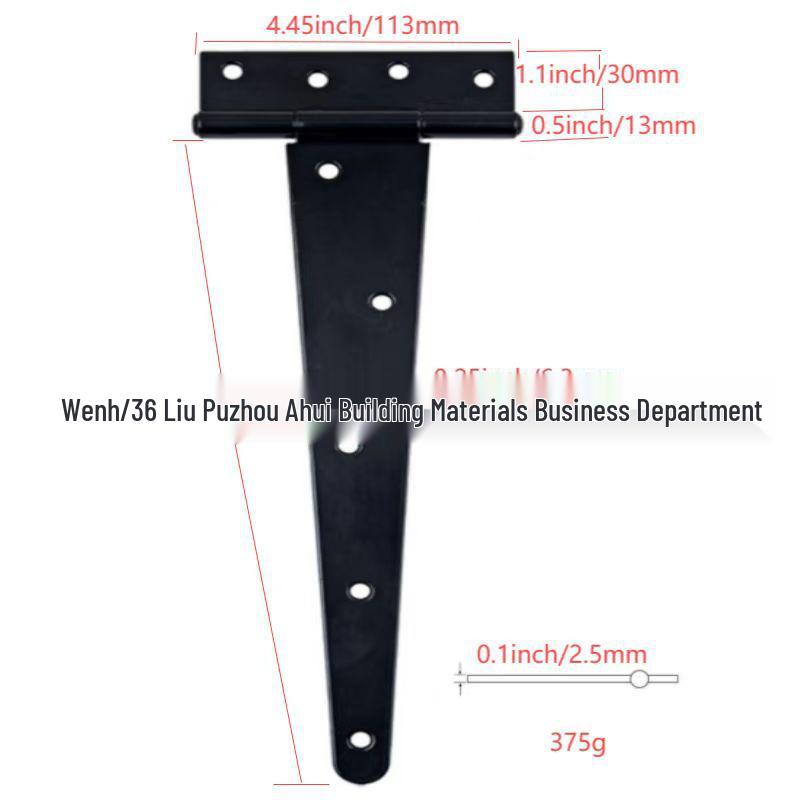 Black Spray-Painted T-Shaped Triangular Iron T-Hinge for Home Decor