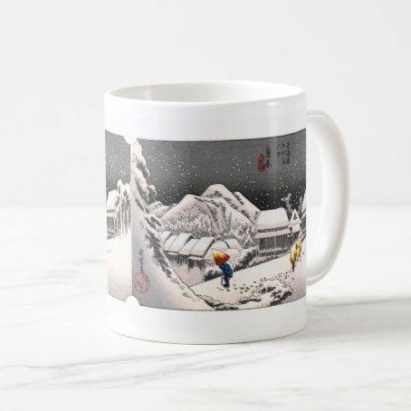 Utagawa Hiroshige's "Kambara, from the Fifty-three Stations of the Tokaido" mug: Photo mug (Ukiyo-e series)