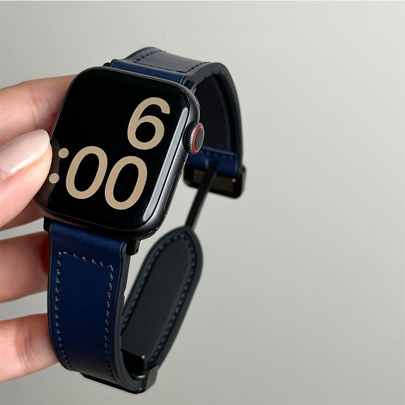 Leather+Silicone Strap For Apple Watch Band Ultra 49mm 44mm 45mm 41mm 46mm 40mm 42mm Magnetic Bracelet iwatch Series 2028